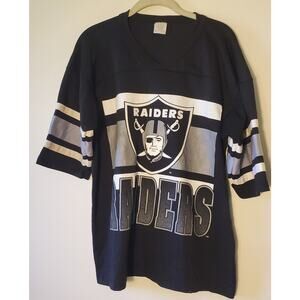 Vintage GTS T-Shirt Men L Large Made in USA Oakland Raiders Single Stitch Black